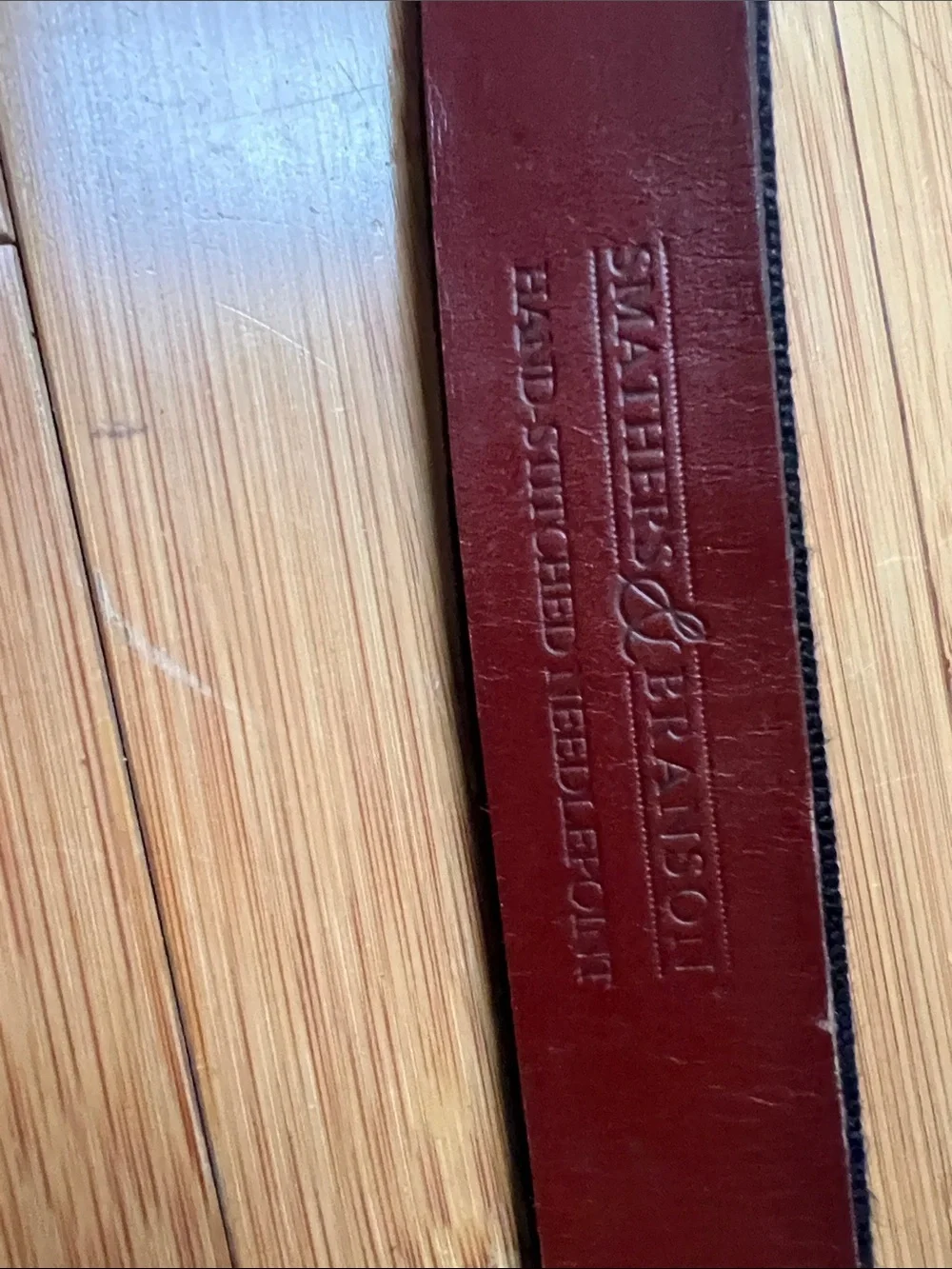 Smathers & Branson Baylor Belt Pine Leather Green-Yellow Needlepoint Sz 40 USA